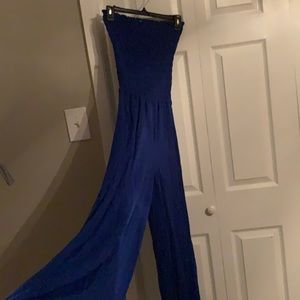 Strapless blue romper